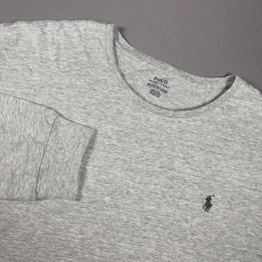 Polo Ralph Lauren Mens XXL Long Sleeve T-Shirt Heather Gray Cotton Pony Logo